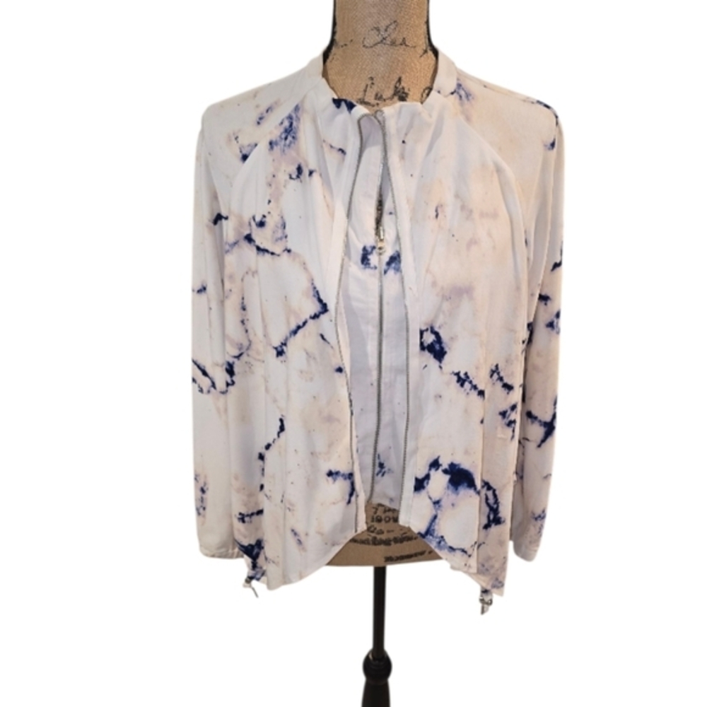 Lysse Active Marble Tie-Dye Zippered Active Athletic Jacket Size Small‎